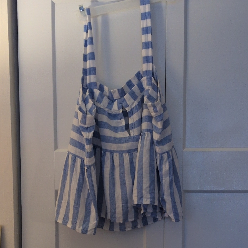 LOFT Blue and White Striped Summer Flowy Tank ( Linen And Viscose) - Picture 5 of 12